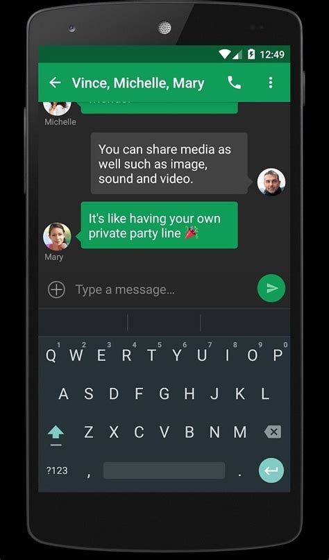 Enjoy high-quality voice and text messaging on mobile, tablet, and desktop. Give your eyes some rest with a sleek new look that darkens the colors of the chat interface. When text just won't cut it, just hit record and send. Say, sing, show, or shout it out loud. Use custom stickers to show your creative side.